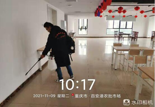 2021年11月09日重庆市万州区百安港农产品批发市场每月有害生物防治服务、除四害服务、消杀毒服务，由重庆市米奇环保科技有限公司万州分公司承接。在此次项目中由公司总经理李银辉带领工程部优质的服务圆满完成了任务，让客户满意是我们的动力！